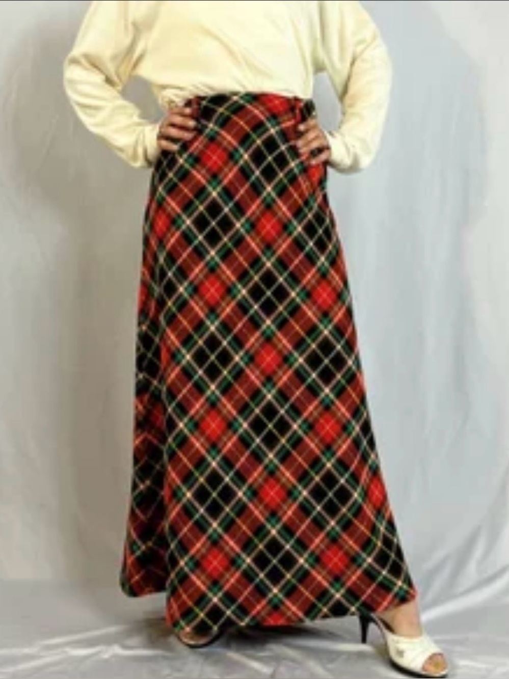Vintage Tweed Maxi Wool Skirt